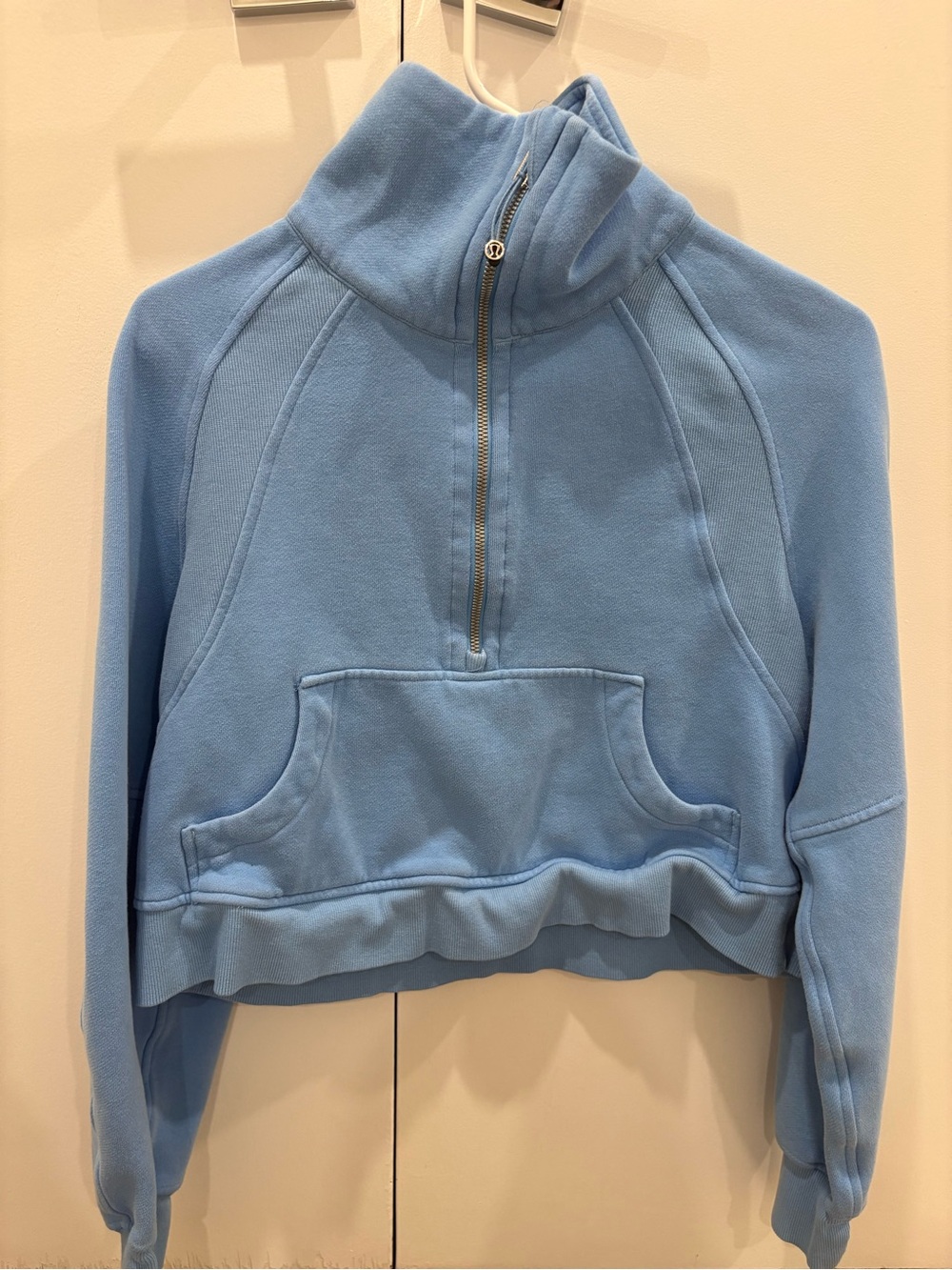 lululemon athletica Sky Blue Half-Zip Cropped Fleece Pullover